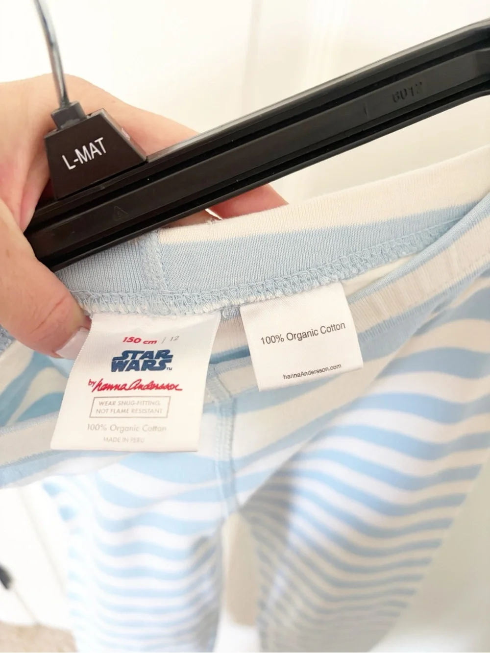 Size 12 • Star Wars x Hanna Andersson Rey + bb8 blue stripe long John pjs